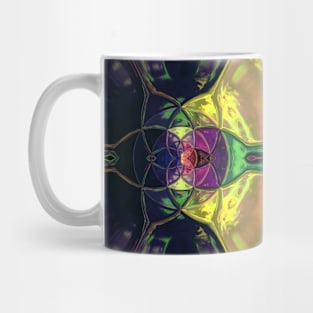 Mosaic Kaleidoscope Flower Purple Yellow and Green Mug